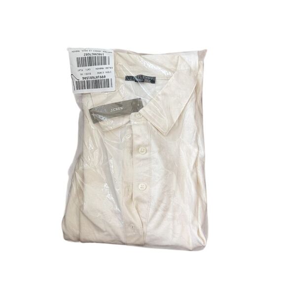 NWT J CREW Mariner jersey long-sleeve polo T-shirt in Ivory - Picture 6 of 7